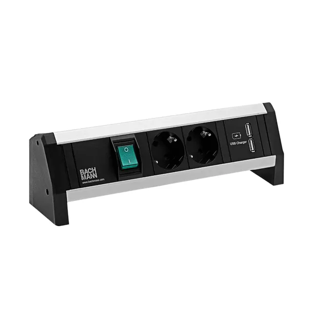 bachmann-desk-1-schreibtisch-steckdosenleiste-2xschuko-usb-3m image 1
