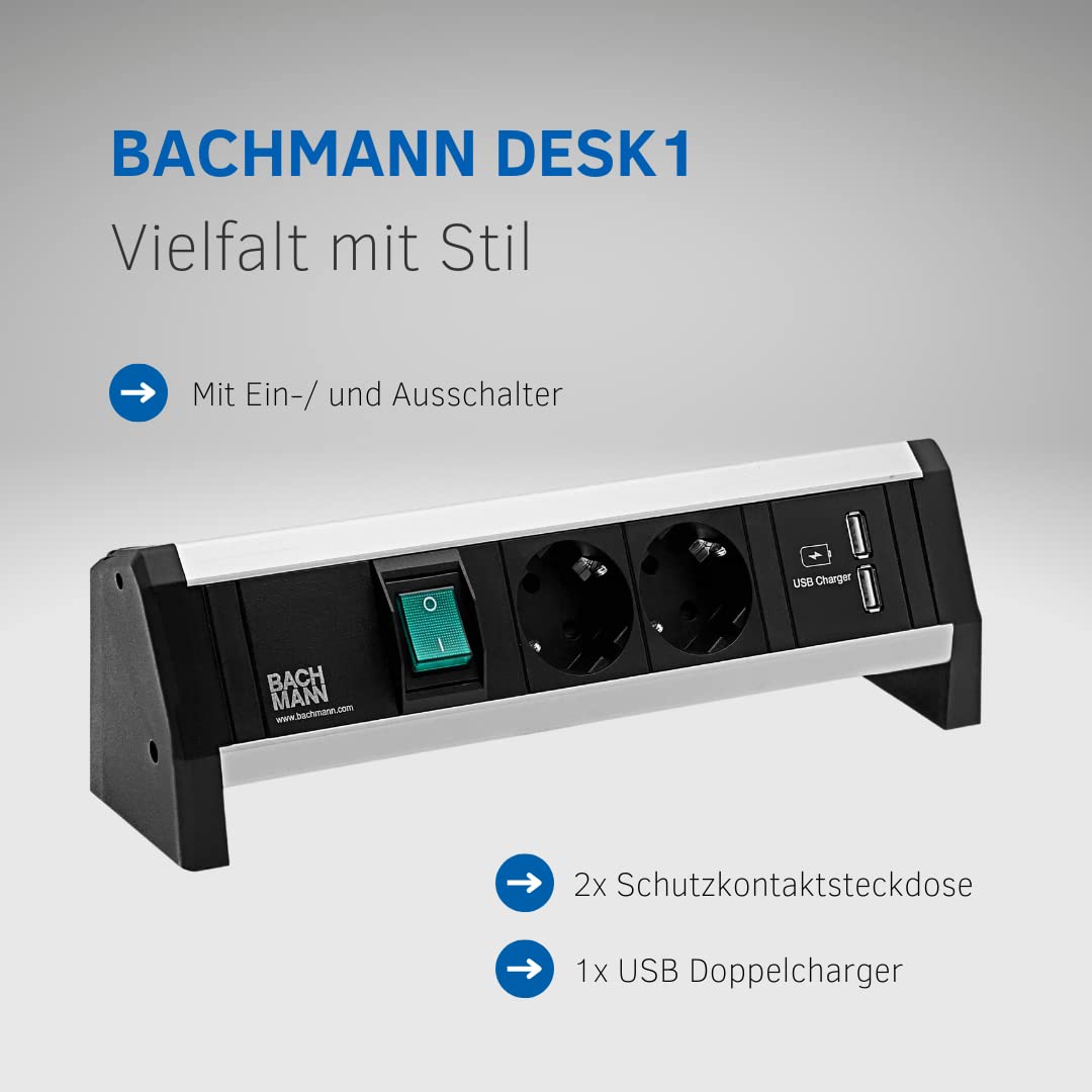 bachmann-desk-1-schreibtisch-steckdosenleiste-2xschuko-usb-3m image 2