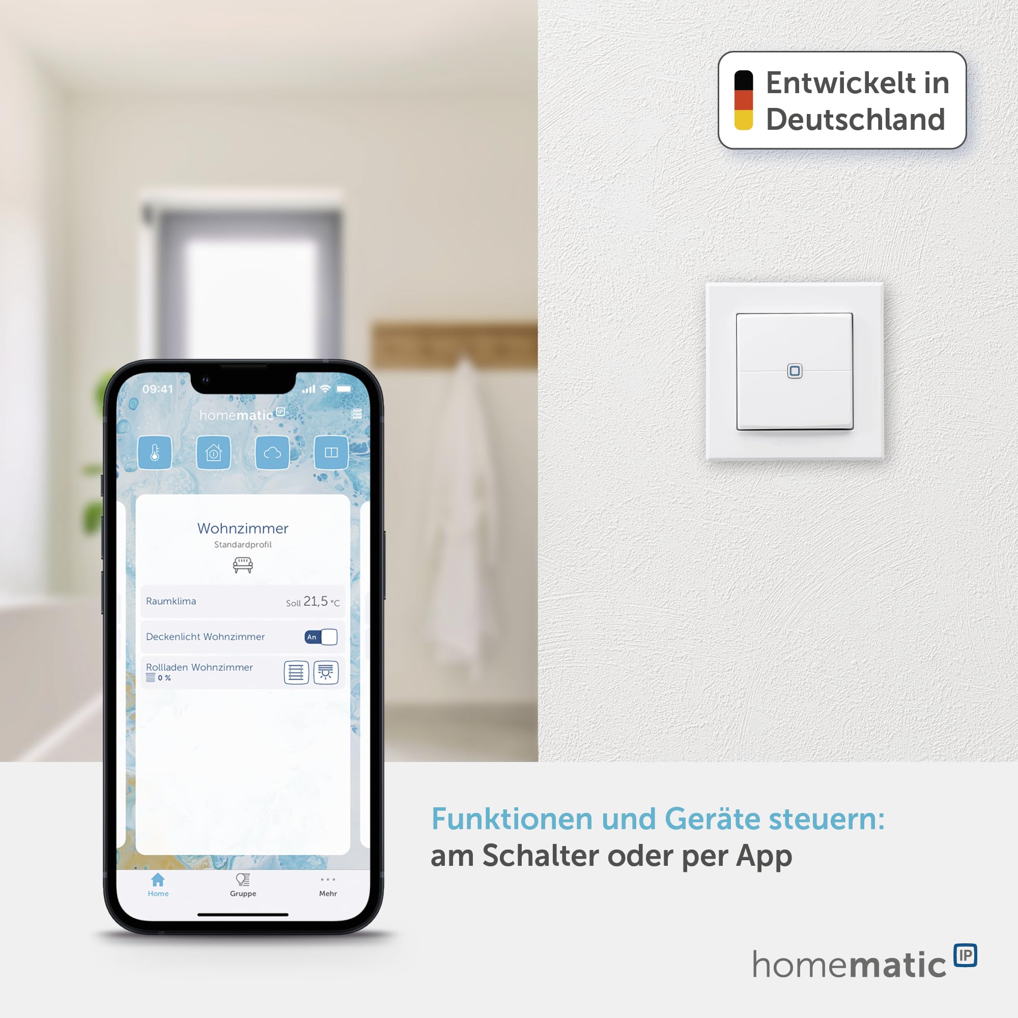 homematic-ip-wandtaster-2-fach-funk-55er-licht-heizung image 2