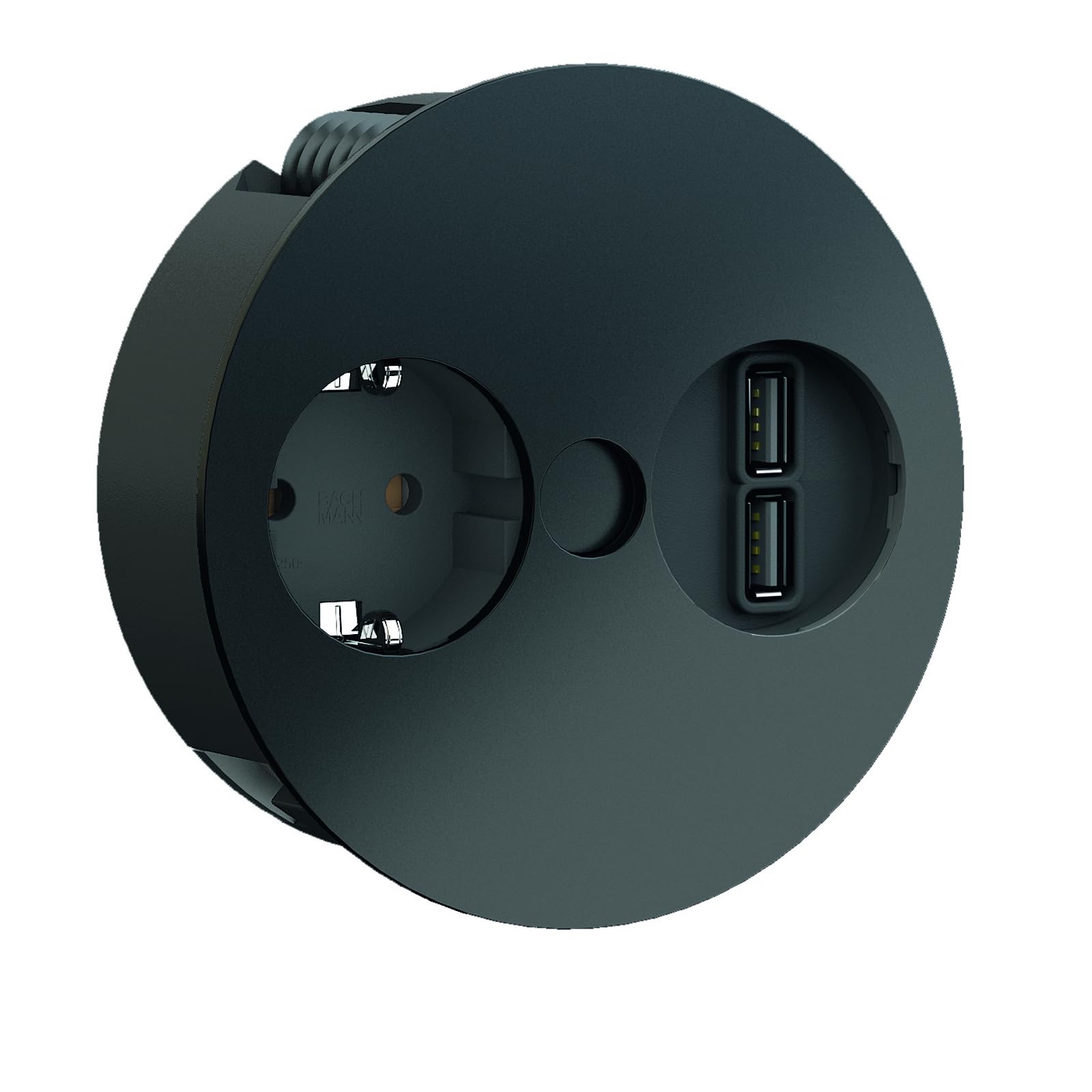 bachmann-twist-einbausteckdose-schwarz-1x-2x-usb-2m image 1