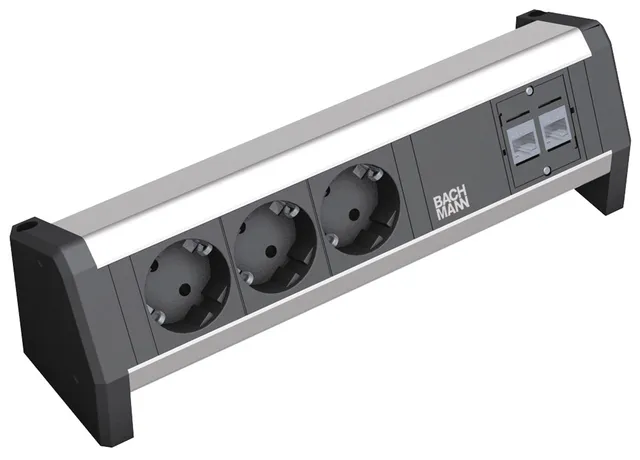 bachmann-desk-2-339-1004-tischsteckdose-3-fach-mit-2x-cat6a-aluminium image 1