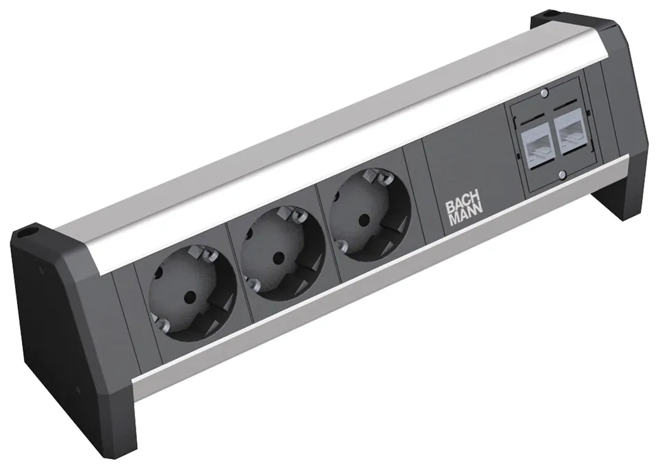 bachmann-desk-2-339-1004-tischsteckdose-3-fach-mit-2x-cat6a-aluminium image 1
