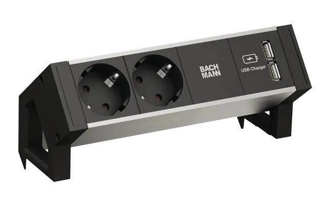 bachmann-desk-2-alu-black-steckdosenleiste-2x-schuko-usb image 1
